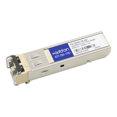 AddOn - SFP (mini-GBIC) transceiver module (equivalent to: Fortinet FG-TRAN-SX) - GigE - 1000Base-SX - LC multi-mode - up to 550 m - 850 nm - TAA Compliant