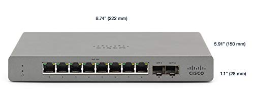 Cisco Meraki Go GS110-8 - Switch - Managed - 8 x 10/100/1000 + 2 x SFP (mini-GBIC) (uplink) - desktop, wall-mountable