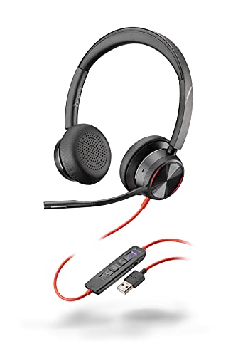 Poly Blackwire 8225 M USB A Headset ANC Microphone Certified for Microsoft Team with Built in Teams Button Flexible Boom and Wearing Style