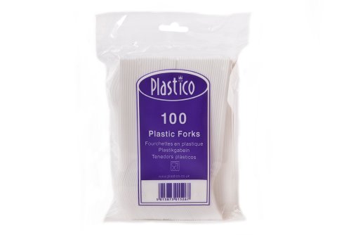 Best Value Plastico Plastic Forks, Pack of 100, White