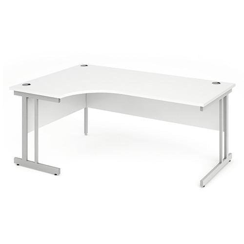 Impulse 1800mm Left Crescent Desk White Top Silver Cantilever Leg I000323