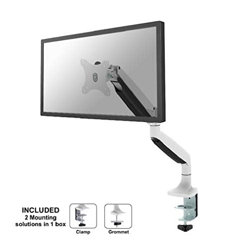 NewStar NeoMounts Full Motion Desk Mount (clamp & grommet) for 10-32" Monitor Screen, Height Adjustable (gas spring) - White - Desk mount for LCD display - white - screen size: 10"-32"