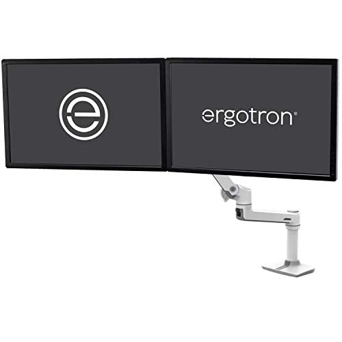 Ergotron LX Desk Dual Direct Arm - Mounting kit (articulating arm, desk clamp mount, 2 pivots, mounting hardware, hinge, extension part) for 2 LCD displays - white - screen size: up to 32" - desktop