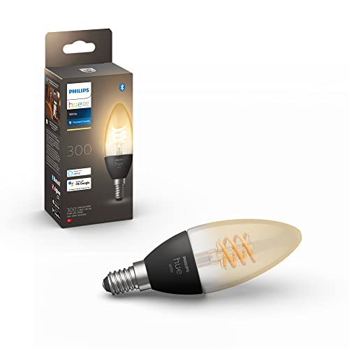 Philips Hue White - LED filament light bulb - shape: candle - clear finish - E14 - 4.5 W (equivalent 28 W) - class G - soft warm white light - 2100 K