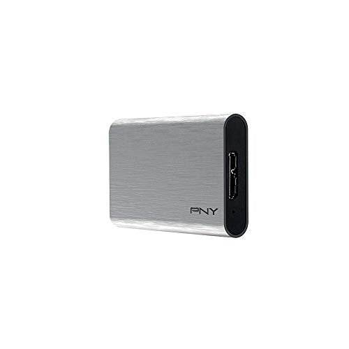 PNY ELITE - Solid state drive - 480 GB - external (portable) - USB 3.1 Gen 1 - brushed silver