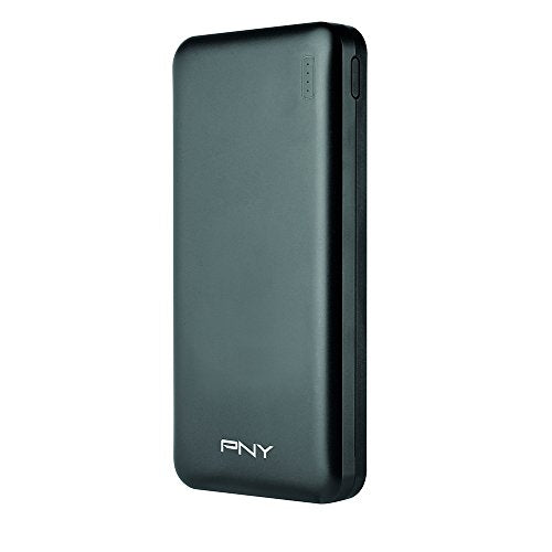 PNY PowerPack Slim 20000 - Power bank - 20000 mAh - 3.4 A - 2 output connectors (USB) - on cable: Micro-USB - black
