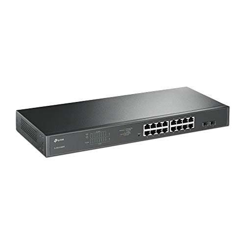 TP-Link JetStream TL-SG1218MPE - Switch - smart - 16 x 10/100/1000 (PoE+) + 2 x Gigabit SFP - rack-mountable - PoE+ (192 W) - AC 100 - 240 V