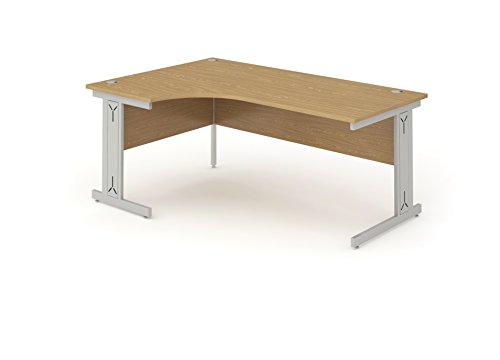 Impulse 1800mm Right Crescent Desk White Top Silver Cantilever Leg I000324