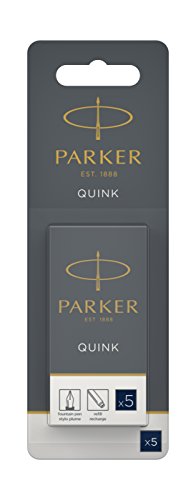 Best Value Parker Quink Fountain Pen Refills, Long Cartridges Blue/Black Ink, Blister Pack of 5