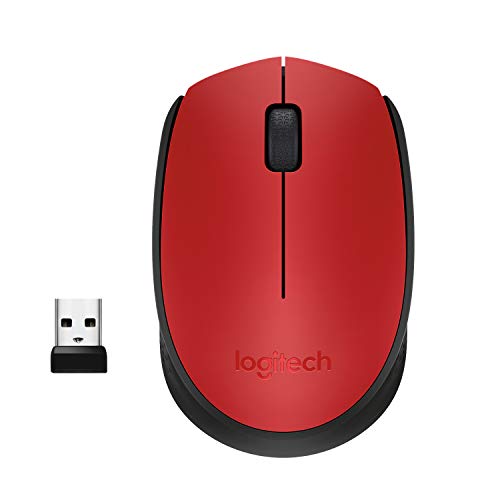 Logitech M171 - Mouse - wireless - 2.4 GHz - USB wireless receiver - black, red