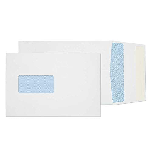 Best Value Blake Purely Packaging C5 229 x 162 x 25 mm 120 gsm Gusset Pocket Peel & Seal Window Envelopes (6001) White - Pack of 125