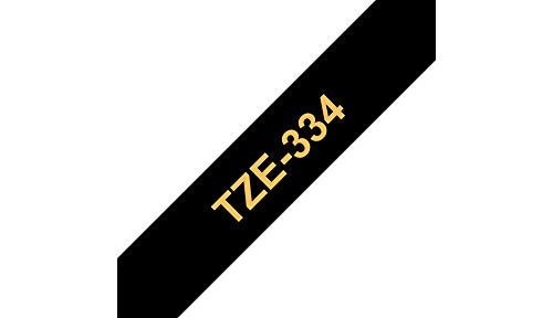Brother TZe-334 - Standard adhesive - gold on black - Roll (1.2 cm x 8 m) 1 roll(s) laminated tape - for Brother PT-D210, D600, H110, P-Touch PT-1005, 1880, E800, H110, P-Touch Cube Plus PT-P710