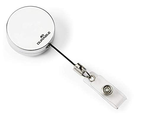 Best Value Durable Badge Reel Chrome with Belt Clip and Retractable Cord, 800 mm - Silver, Pack Of 10