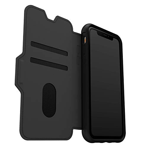 OtterBox Strada Series - Flip cover for mobile phone - leather, polycarbonate - shadow black - for Apple iPhone 11