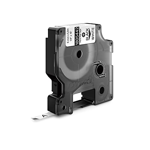 RHINO Tape Permanent Polyester 6mm Black on white