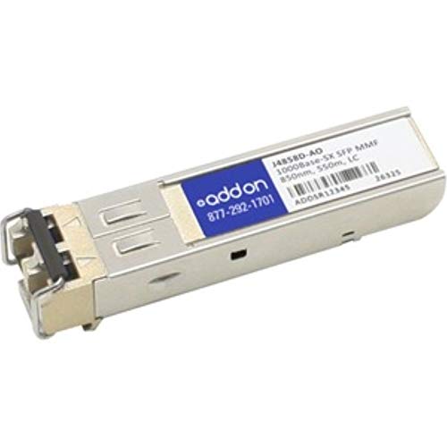 AddOn - SFP (mini-GBIC) transceiver module (equivalent to: HP J4858D) - GigE - 1000Base-SX - LC multi-mode - up to 550 m - 850 nm - TAA Compliant - for HPE OfficeConnect 1820, HPE Aruba 2930F 12, 2930M 40, 6300, 6405 48, 6405 96, 64XX