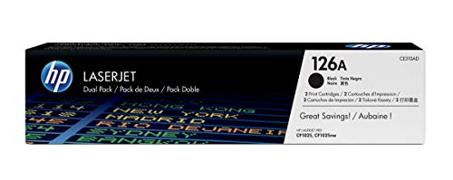 HP 126A - CE310AD - 2 x Black - Toner cartridge - For Color LaserJet Pro CP1025, CP1025nw, LaserJet Pro 100, TopShot LaserJet Pro M275