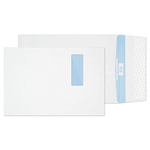 Best Value Blake Premium Secure C4 324 x 229 x 25 mm 125 gsm Tear Resistant Gusset Pocket Peel & Seal Window Envelopes (TR9901) White - Pack of 100