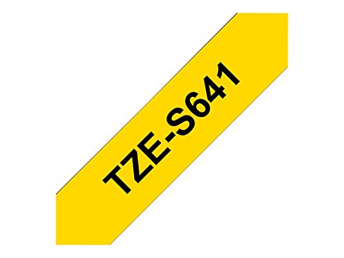 Best Value Brother TZe-S641 Labelling Tape Cassette, Black on Yellow, 18 mm (W) x 8 m (L), Strong Adhesive, Brother Genuine Supplies