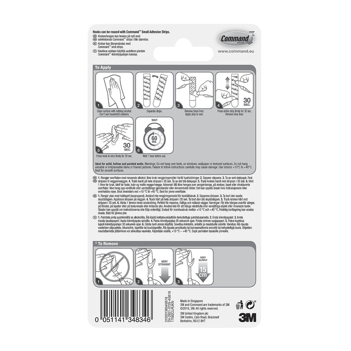 3M Command Small Clear Haken (hält 0,45 kg) Packung mit 2 Haken 