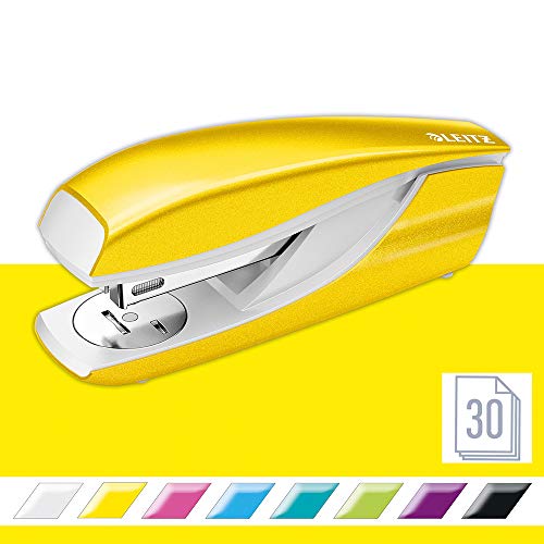 Best Value Leitz Stapler, 30 Sheet Capacity, Ergonomic Metal Body, Includes Staples, WOW Range, 55021001 - Yellow