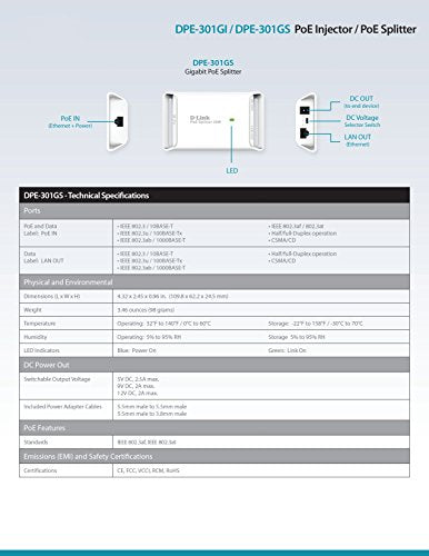 D-Link DPE-301GS - PoE splitter