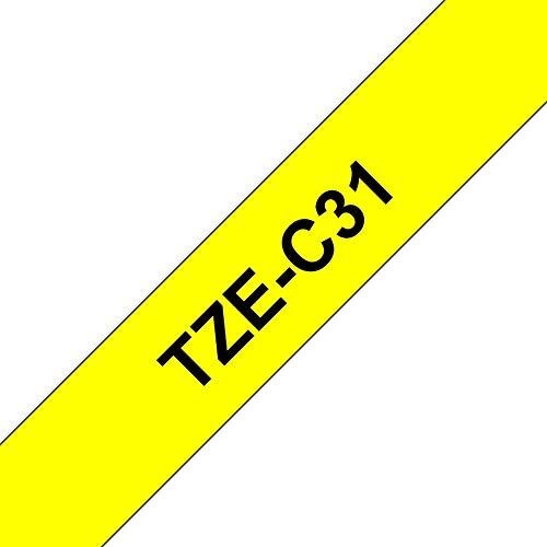Brother TZe-C31 - Black on fluorescent yellow - Roll (1.2 cm x 5 m) 1 roll(s) laminated tape - for Brother PT-D210, D600, H110, P-Touch PT-1005, 1010, D450, D800, H110, P300, P900, P950