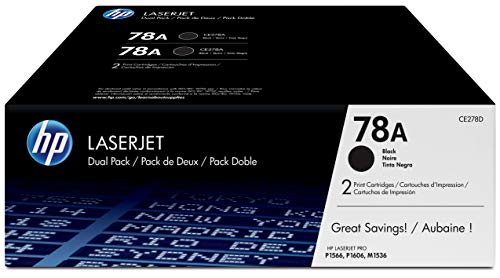 Best Value HP CE278AD 78A Original LaserJet Toner Cartridges, Black, Pack of 2