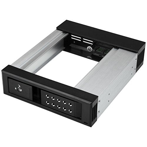 Best Value 5.25" to 3.5" Trayless Hard Drive Hot Swap Bay - Removable Hard Drive Bay for 3.5" SATA/SAS Drives - Aluminum (HSB1SATSASBA)