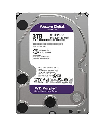 WD Purple Surveillance Hard Drive WD30PURZ - Hard drive - 3 TB - internal - 3.5" - SATA 6Gb/s - 5400 rpm - buffer: 64 MB