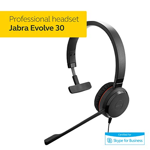 Jabra Evolve 30 II Mono Noise Cancelling Wired Headset USB and 3.5mm Jack Connectivity Boom Microphone DSP Function Microsoft Certified