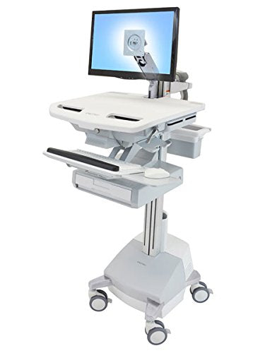 Ergotron StyleView - Cart for LCD display / keyboard / mouse / CPU / notebook / barcode scanner (open architecture) - medical - aluminium, zinc-plated steel, high-grade plastic - grey, white, polished aluminium - screen size: up to 24" - output: AC 230 V - 66 Ah - Lead Acid