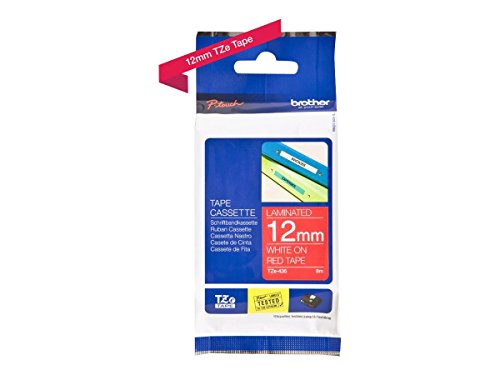 Brother TZe-435 - White on red - Roll (1.2 cm x 8 m) 1 roll(s) laminated tape - for Brother PT-D210, D600, E115, H110, H200, P-Touch PT-1005, H107, P-Touch Cube Plus PT-P710