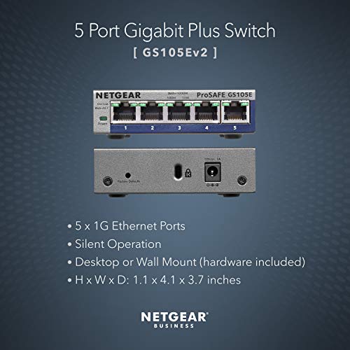 ProSAFE 5-Port Gigabit Unmanaged Plus Switch (With VLANs, QoS & IGMP Snooping)