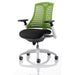 Flex Task Operator Chair White Frame Fabric Seat Green Back With Arms OP000059