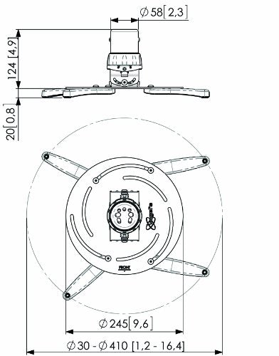 Vogel's Professional PPC 2500 - Mounting kit (ceiling mount, mounting hardware) for projector (Tilt & Turn) - silver - ceiling mountable