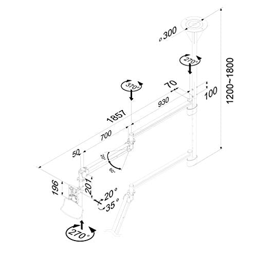Newstar Medical Monitor Ceiling Mount (Full Motion gas spring) for 10"-24" Screen, Height Adjustable - GreyTilt and Turn (left and right) medical ceiling mount suitable for a screen between 10" and 24" and up to 6kg max weight. Height Adjustable.This model allows you to tilt your screen forward, turn the screen and adjust the height to choose the ideal viewing angle to suit your needs. - Mount suitable for VESA sizes: 75x75 and 100x100mm - Newstar have over 20 years experience providing high qua