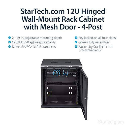 StarTech.com RK1224WALHM 12U Wall Mount Network Rack Cabinet - 4-Post ...