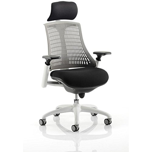 Flex Chair White Frame Grey Back With Headrest KC0093