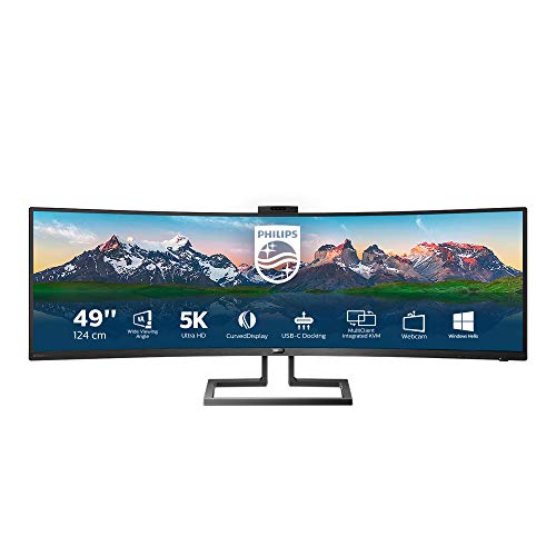 Philips Brilliance P-line 499P9H - LED monitor - curved - 49" (48.8" viewable) - 5120 x 1440 Dual Quad HD @ 60 Hz - VA - 450 cd/m - 3000:1 - DisplayHDR 400 - 5 ms - 2xHDMI, DisplayPort, USB-C - speakers - textured black