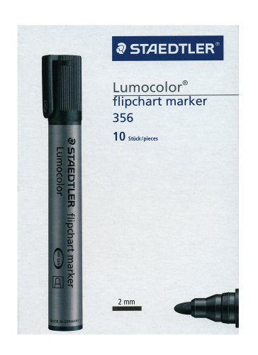 Best Value Staedtler 356-9 Lumocolor Flipchart Marker Bullet Tip - Black, Pack of 10