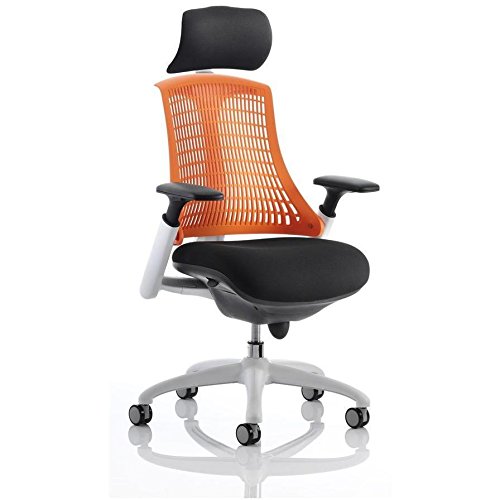 Flex Chair White Frame Back With Orange Back With Headrest KC0091