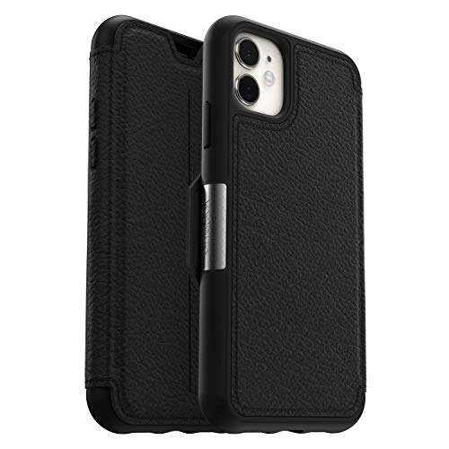 OtterBox Strada Series - Flip cover for mobile phone - leather, polycarbonate - shadow black - for Apple iPhone 11