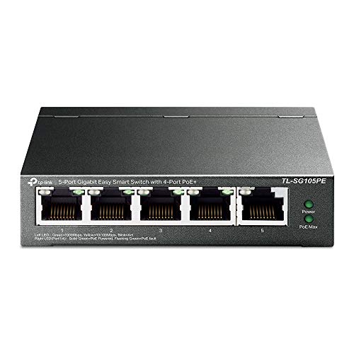 TP-Link Easy Smart TL-SG105PE - Switch - Managed - 5 x 10/100/1000 (4 PoE+) - desktop - PoE+ (65 W)