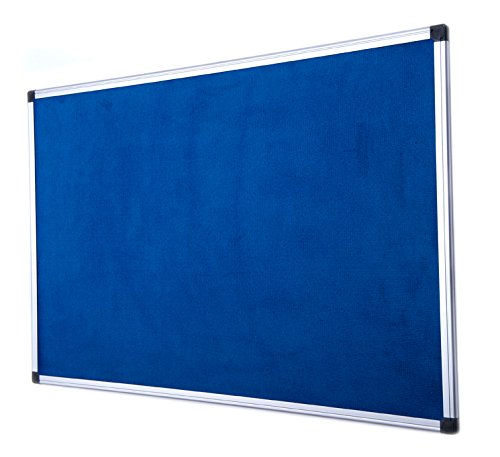 Best Value Bi-Office Notice Board Fire Retardant, Blue Felt, Maya Aluminium Frame, 120 x 90 cm