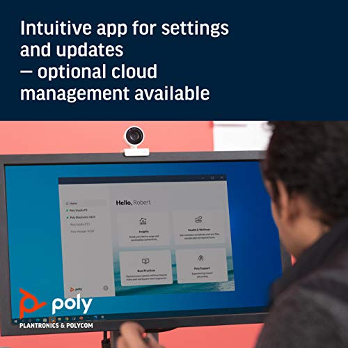 Poly Studio P5 USB 2.0 1080p HD Webcam Grey Auto Focus with 4x Zoom EPTZ 80 Degree Field of View Windows and Mac OS Compatible