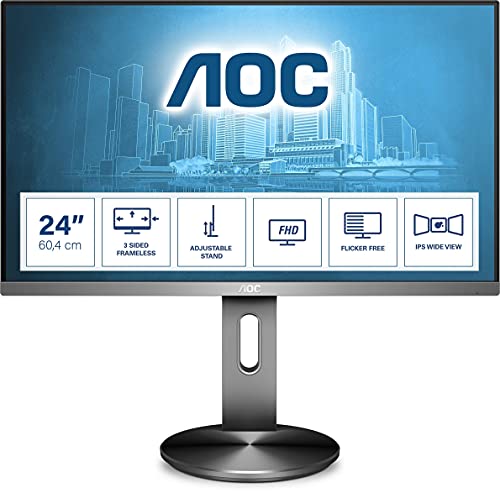 AOC I2490PXQU/BT - LED monitor - 23.8" - 1920 x 1080 Full HD (1080p) @ 60 Hz - IPS - 250 cd/m - 1000:1 - 4 ms - HDMI, VGA, DisplayPort - speakers