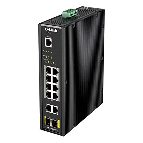 D-Link DIS 200G-12PS - Switch - Managed - 10 x 10/100/1000 (8 PoE+) + 2 x SFP - DIN rail mountable, wall-mountable - PoE+ (240 W) - AC 120/230 V / DC 46 - 54 V