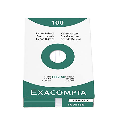 Best Value Exacompta Bristol Record Card, Lined, 100 x 150 mm - White, Pack of 100