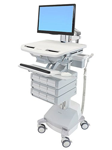 Ergotron StyleView - Cart for LCD display / keyboard / mouse / CPU / notebook / camera / scanner (open architecture) - medical - plastic, aluminium, zinc-plated steel - grey, white, polished aluminium - screen size: up to 24" - output: AC 230 V - 66 Ah - Lead Acid